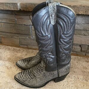 Westex Snakeskin Leather Cowboy Boots 6582 Gray Pull On All American Made: 8.5D
